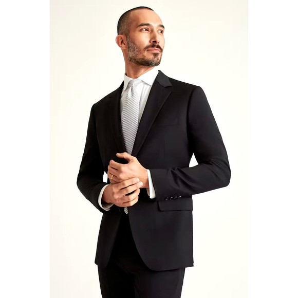 Bonobos Jetsetter Wool Black Blazer Suit Jacket Men Sz 42S Athletic Fit DEFECT Suits Blazers